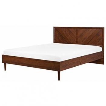 Letto matrimoniale 180 x 200 cm in legno scuro con rete a doghe e LED
