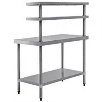 Vogue Table Design Acier inox – Plateforme et Étagère Supérieure – 1500 x 1800 mm