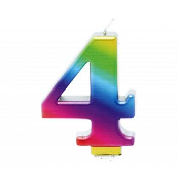 Vela de Cumpleaños Metalizada Nº 4, de 8 cm
