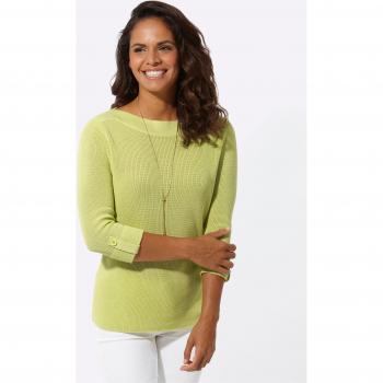 Damen-Casual-Pullover 3/4-Ärmel, Pistaziengrün, 100 % Baumwolle