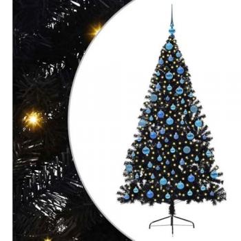 VidaXL Black Pre‑Lit PVC Tree 180 cm