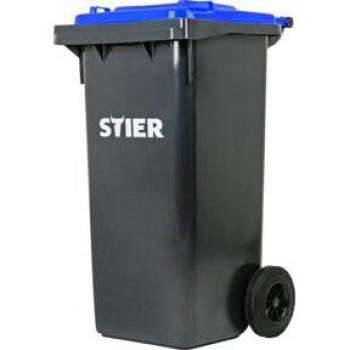 Poubelle STIER 120L avec roues, gris/bleu