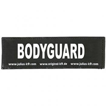 Julius-K9, 162LR-K-35282, ORIGINAL Interchangeable Patches, Size: Small, Black label with white fluorescent text, 1 pair, BODYGUARD