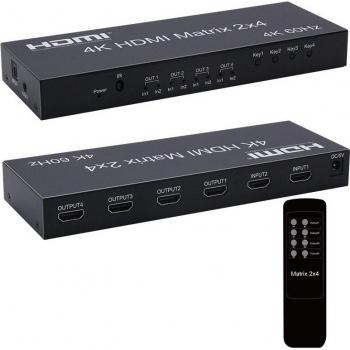 Convertidor Video 4K 60Hz: SPDIF + Matriz HDMI 2x4