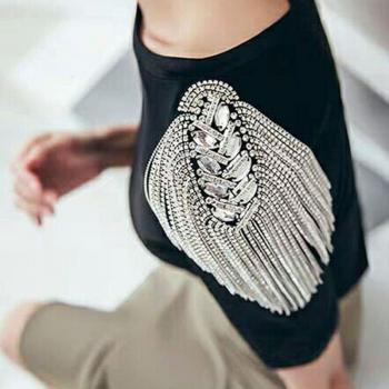 Badge à franges unisexe avec glands et paillettes
