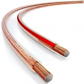 deleyCON 25m Lautsprecherkabel 2x 1,5mm² CCA 48x0,20mm Litze BauPVO Transparent