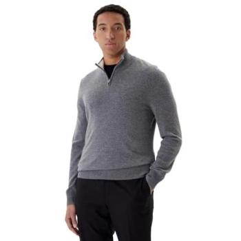 Boss Half-Zip Gray Sweater With Tailored Fit – Größe M – Weiß