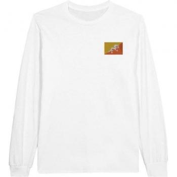 Komfortables Langarm-T-Shirt – PIXELFORMA – Bhutan-Flagge – 100 % Baumwolle