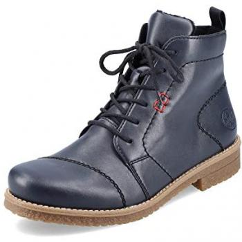 Schnürstiefelette RIEKER Gr. 41, blau (dunkelblau) Damen Schuhe mit honigfarbener Laufsohle