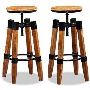 VidaXL Бар табуретки, 2 бр, мангово дърво масив