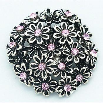 Rhinestone Flower Snap Buttons 20MM for Snap Jewelry KZ3148