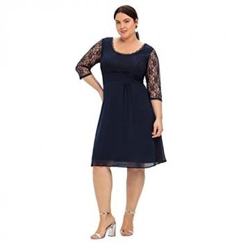 Sheego Partykleid mit floraler Spitze, marine, Größe 52