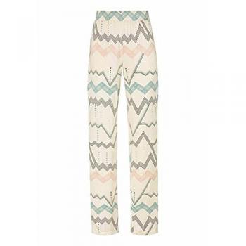 Lascana Damen Pyjamahose Beige mit Zick-Zack Muster Gr. 44/46