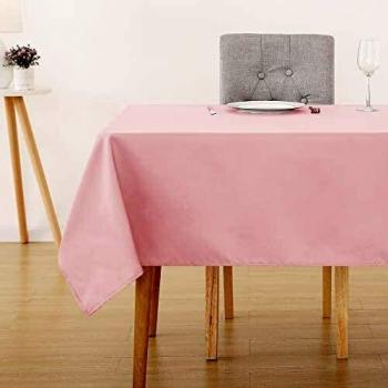 Deconovo Nappe 130x130 cm rose pâle, imperméable et anti-tâches
