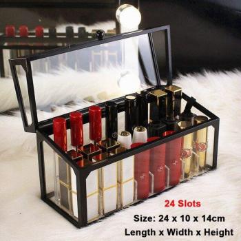 Luxury Glass Lipstick Organizer with 15 Slots