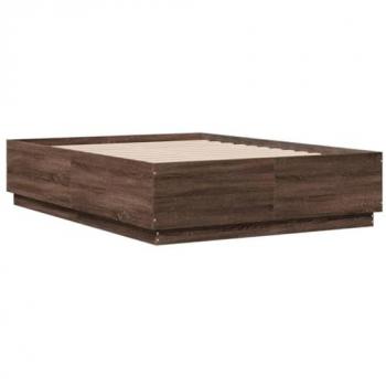 LED Bed Frame Brown Oak 120x190 cm Small Double vidaXL