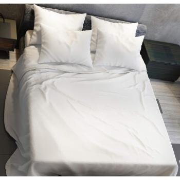 Draps de Lit 180x200, Blanc, Percale de Coton