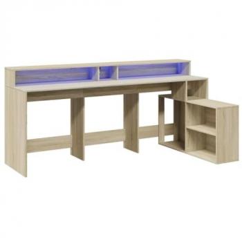 VidaXL LED-Bürotisch Sonoma-Eiche 200x104x91 cm Holzwerkstoff