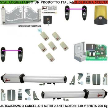 Automazione 5m, 2 Ante, 2 Coppie, Fotocellule e Faro Selettore