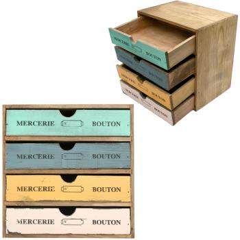 Lo+deModa Vintage Mini Fächerbox – Holz, farbig, 26 cm × 26 cm × 1,8 cm