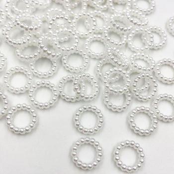 100pcs/pack 10mm Hollow Circular ABS Resin Flatback Pearls for Crafting
