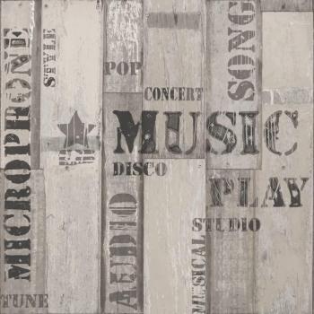 Papier peint Planches de bois Urban Friends & Coffee Mots Gris et noir
