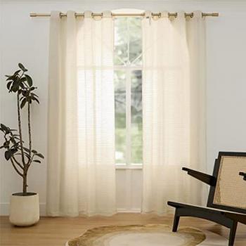 Sheer Beige Breeze Curtains – Bedroom Net Panel Set