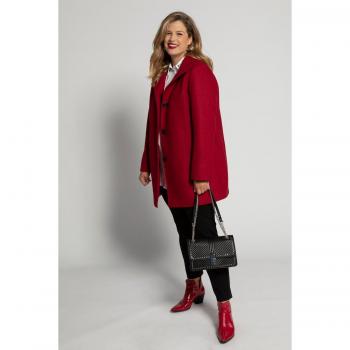 Cappotto donna rosso con cuciture decorative e collo alto taglia 64/66