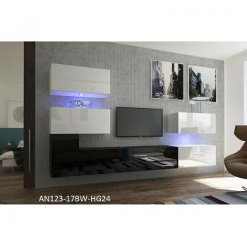 Meuble TV Moderne NEXT 123 Blanc-Noir 286 cm
