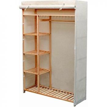 Sonata Fabric Wardrobe, Pinewood and Fabric, 110x40x170 cm