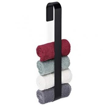 4x Portasciugamani Magnetici da Parete, Asta 45 cm, Nero