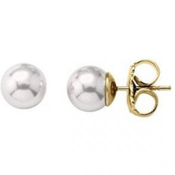 Pendientes de Plata Dorada con Perlas Redondas