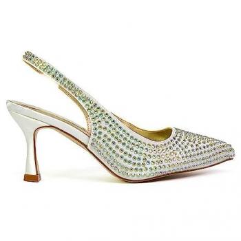 Xy London Gayna Diamond Bridal Slingback Pointed Toe Court Shoes