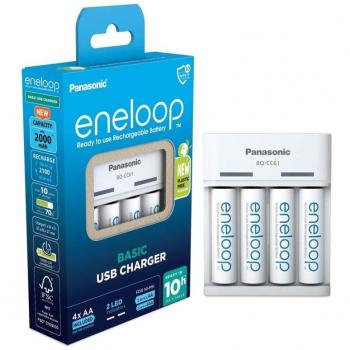 Eneloop BQ-CC61 Battery Charger with 4 AA Rechargeable Batteries