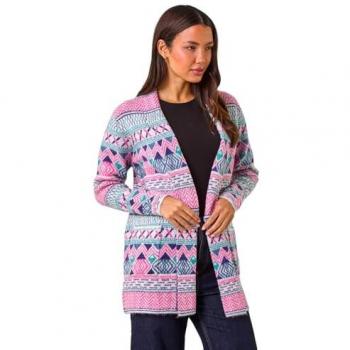 Pink Chevron Layered Cardigan
