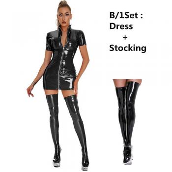 Couture club en latex à manches courtes