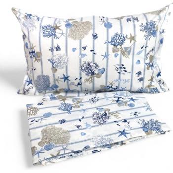 Set lusinghiere mare Marino: Lenzuola Azzurro con pattern di coralli