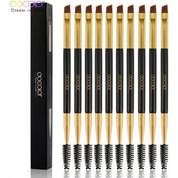 Docolor 5/10pcs Fine Hair Double-Headed Eyebrow and Eyelash Makeup Brushes