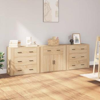 Mueble de Almacenaje de Salón 3 piezas madera contrachapada