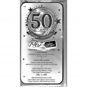 Tarjeta de celebración 1967-2017 en plata