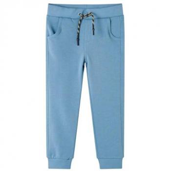 Pantalones de Chándal Infantiles Azul Medio 92 con Cordón Ropa Deportiva para Niños