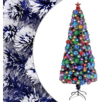 Artificial White & Blue Christmas Tree with Fibre Optics 180 cm