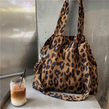Women's Leopard Print Corduroy Shopper Bag