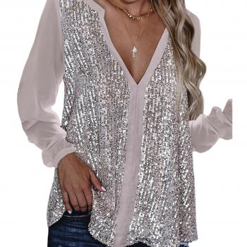Blusa Cómoda de Lentejuelas para Negocios