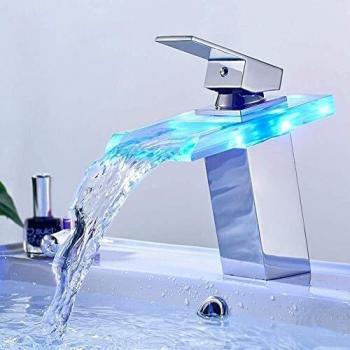 Robinet lavabo en laiton avec éclairage LED