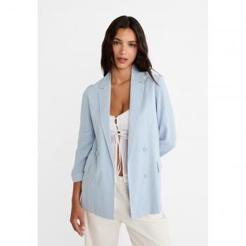 Sky Blue Open Blazer in Linen Blend