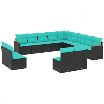 Blue PE Rattan Patio Sofa Bundle – 13 Piece Set