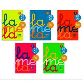 Bloc Lamela Folio fluor PP 80 hojas Cuadrícula 3mm 90g (Pack de 5 Libretas)