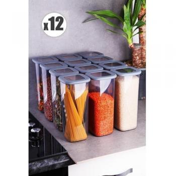 Asir Aufbewahrungsboxenset – 12 Stück – Grau – 11 × 11 × 25 cm – 1750 ml – 100 % Plastik