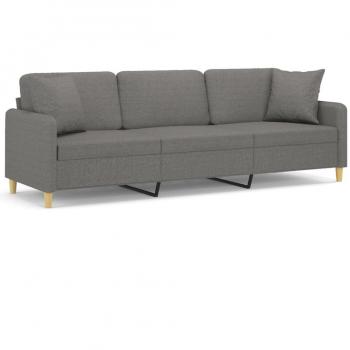 VidaXL 210 cm Dark Grey Fabric 3-Seater Sofa with Cushions